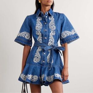 Alemais Jacones Short Sleeve Denim Mini Dress US6 NWT